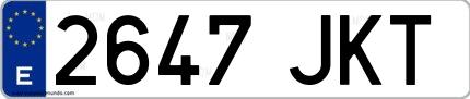 Ejemplo de matrícula española 2647 JKT