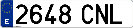 Ejemplo de matrícula de coche ordinaria 2648 CNL