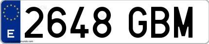Ejemplo de matrícula española 2648 GBM