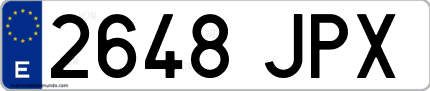 Ejemplo de matrícula de coche ordinaria 2648 JPX