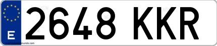 Ejemplo de matrícula española 2648 KKR