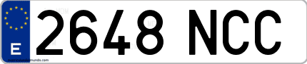 Ejemplo de matrícula de coche ordinaria 2648 NCC