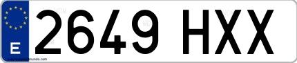 Ejemplo de matrícula española 2649 HXX