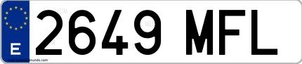 Ejemplo de matrícula española 2649 MFL