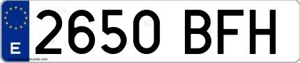 Ejemplo de matrícula española 2650 BFH