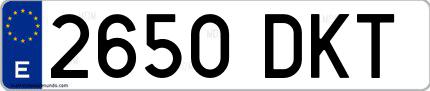 Ejemplo de matrícula española 2650 DKT