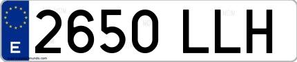 Ejemplo de matrícula española 2650 LLH