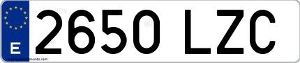 Ejemplo de matrícula española 2650 LZC