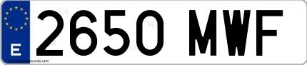 Ejemplo de matrícula española 2650 MWF