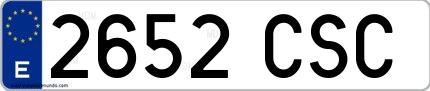 Ejemplo de matrícula española 2652 CSC