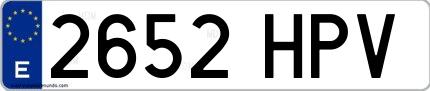 Ejemplo de matrícula española 2652 HPV