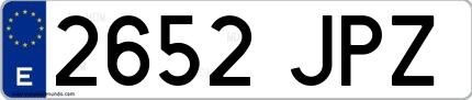 Ejemplo de matrícula española 2652 JPZ