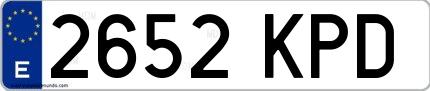 Ejemplo de matrícula española 2652 KPD