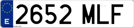 Ejemplo de matrícula española 2652 MLF