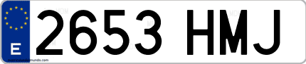 Ejemplo de matrícula de coche ordinaria 2653 HMJ