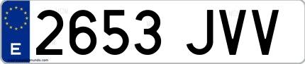Ejemplo de matrícula española 2653 JVV