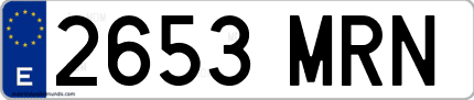 Ejemplo de matrícula de coche ordinaria 2653 MRN
