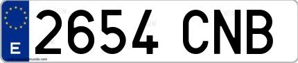 Ejemplo de matrícula española 2654 CNB