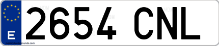 Ejemplo de matrícula de coche ordinaria 2654 CNL