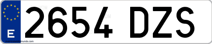 Ejemplo de matrícula de coche ordinaria 2654 DZS