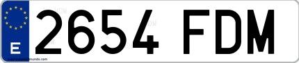 Ejemplo de matrícula española 2654 FDM