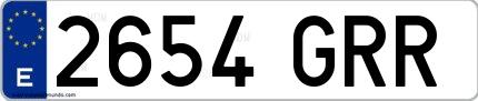 Ejemplo de matrícula española 2654 GRR