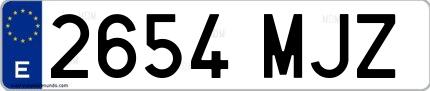 Ejemplo de matrícula española 2654 MJZ