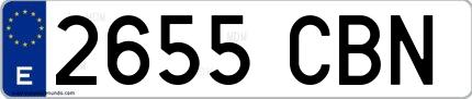 Ejemplo de matrícula española 2655 CBN
