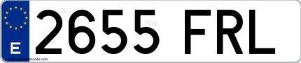 Ejemplo de matrícula española 2655 FRL