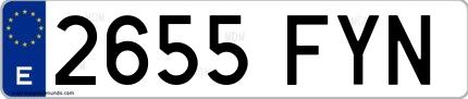 Ejemplo de matrícula española 2655 FYN