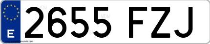 Ejemplo de matrícula de coche ordinaria 2655 FZJ
