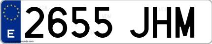 Ejemplo de matrícula española 2655 JHM