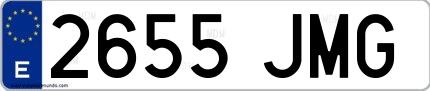 Ejemplo de matrícula española 2655 JMG