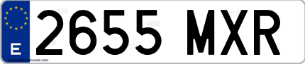 Ejemplo de matrícula de coche ordinaria 2655 MXR