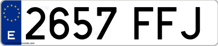 Ejemplo de matrícula de coche ordinaria 2657 FFJ