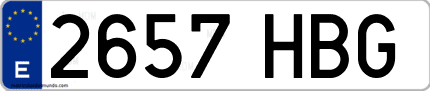 Ejemplo de matrícula de coche ordinaria 2657 HBG