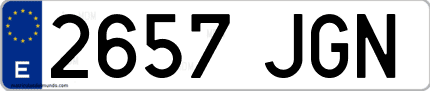 Ejemplo de matrícula de coche ordinaria 2657 JGN