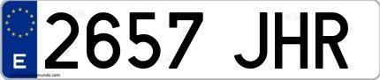 Ejemplo de matrícula española 2657 JHR