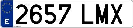 Ejemplo de matrícula española 2657 LMX