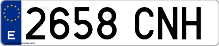 Ejemplo de matrícula de coche ordinaria 2658 CNH