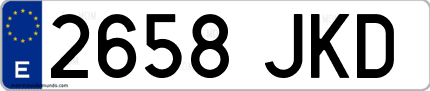 Ejemplo de matrícula de coche ordinaria 2658 JKD