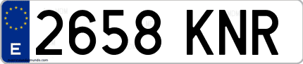 Ejemplo de matrícula de coche ordinaria 2658 KNR