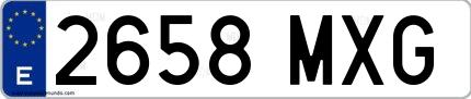 Ejemplo de matrícula española 2658 MXG