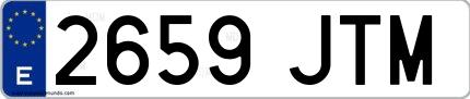 Ejemplo de matrícula española 2659 JTM