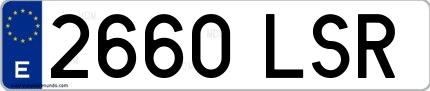 Ejemplo de matrícula española 2660 LSR