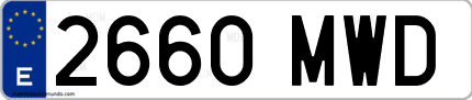 Ejemplo de matrícula de coche ordinaria 2660 MWD