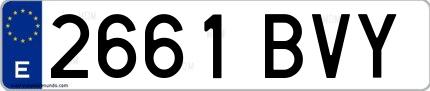 Ejemplo de matrícula española 2661 BVY