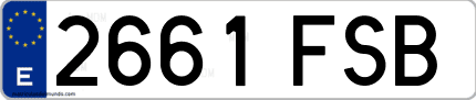 Ejemplo de matrícula de coche ordinaria 2661 FSB