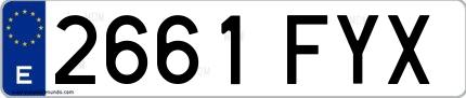 Ejemplo de matrícula española 2661 FYX