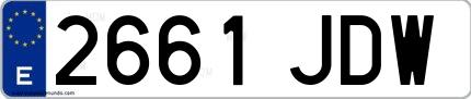 Ejemplo de matrícula española 2661 JDW